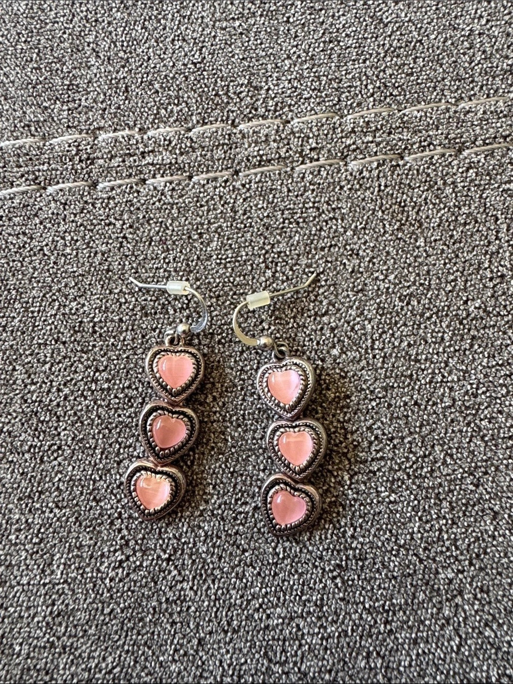 Pink Heart Drop Earrings Like New